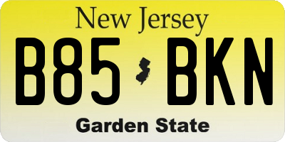 NJ license plate B85BKN