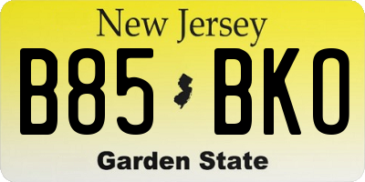 NJ license plate B85BKO