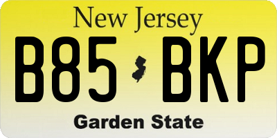 NJ license plate B85BKP