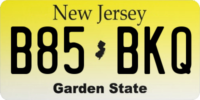 NJ license plate B85BKQ