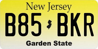 NJ license plate B85BKR