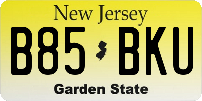 NJ license plate B85BKU