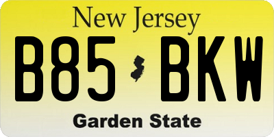NJ license plate B85BKW