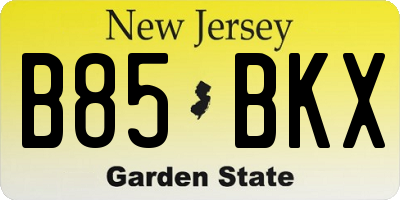 NJ license plate B85BKX