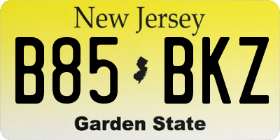 NJ license plate B85BKZ