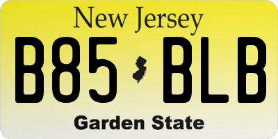 NJ license plate B85BLB