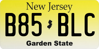 NJ license plate B85BLC