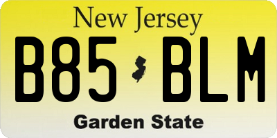 NJ license plate B85BLM