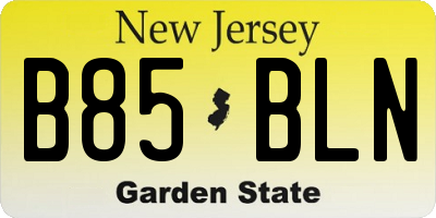 NJ license plate B85BLN