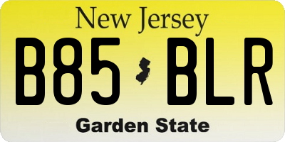 NJ license plate B85BLR