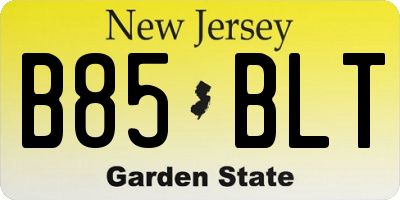 NJ license plate B85BLT