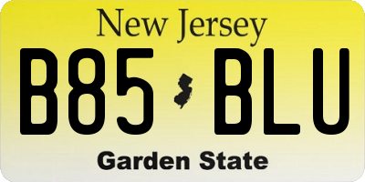 NJ license plate B85BLU
