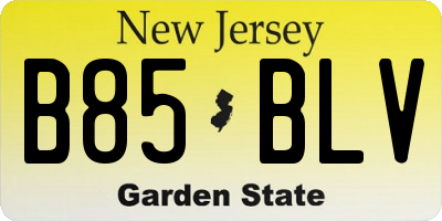 NJ license plate B85BLV