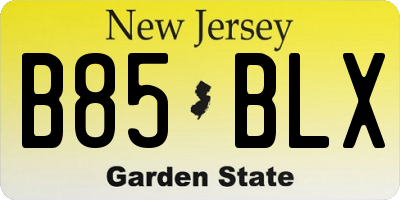 NJ license plate B85BLX