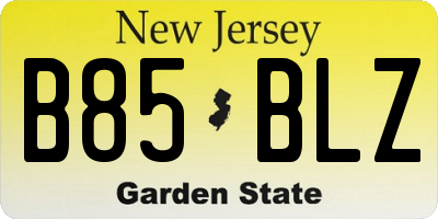NJ license plate B85BLZ
