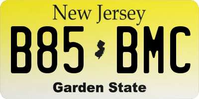 NJ license plate B85BMC