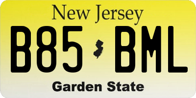 NJ license plate B85BML