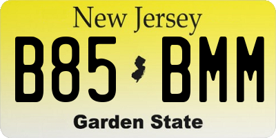 NJ license plate B85BMM