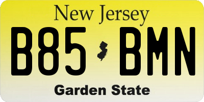 NJ license plate B85BMN