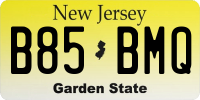 NJ license plate B85BMQ