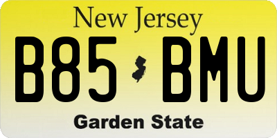 NJ license plate B85BMU