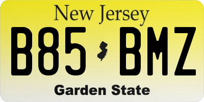 NJ license plate B85BMZ