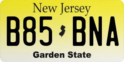 NJ license plate B85BNA