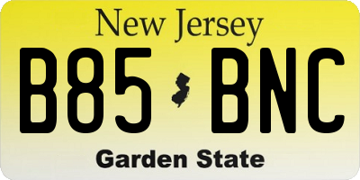 NJ license plate B85BNC