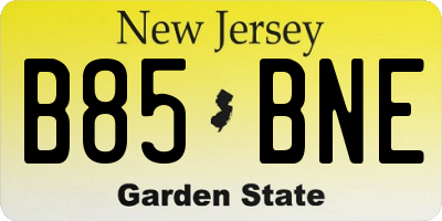 NJ license plate B85BNE