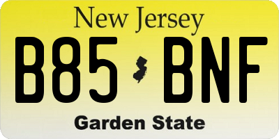 NJ license plate B85BNF