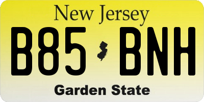 NJ license plate B85BNH