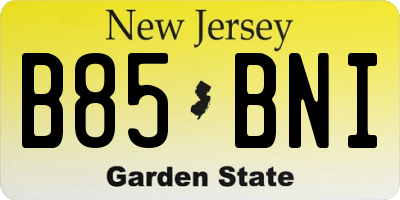 NJ license plate B85BNI