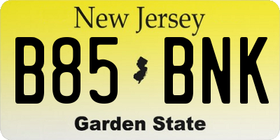 NJ license plate B85BNK