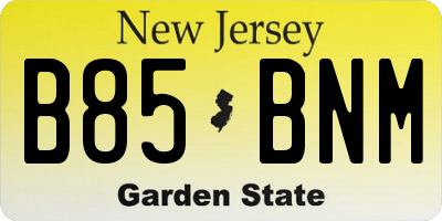 NJ license plate B85BNM