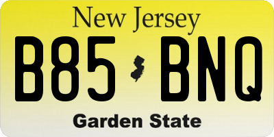 NJ license plate B85BNQ
