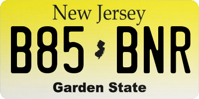 NJ license plate B85BNR