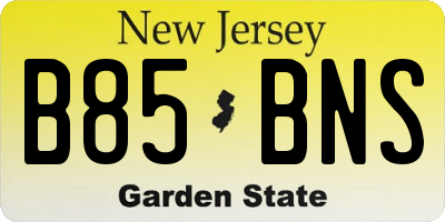 NJ license plate B85BNS