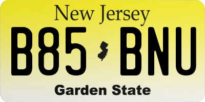 NJ license plate B85BNU