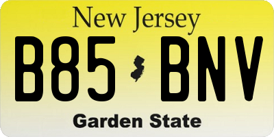 NJ license plate B85BNV