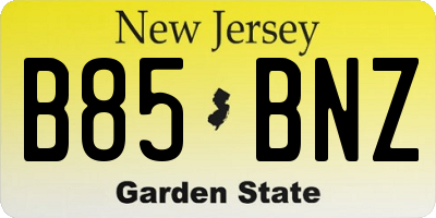 NJ license plate B85BNZ