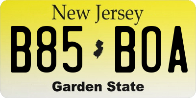 NJ license plate B85BOA