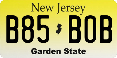 NJ license plate B85BOB