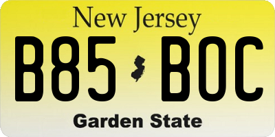 NJ license plate B85BOC