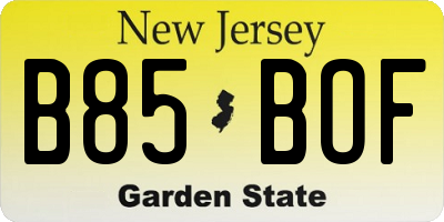 NJ license plate B85BOF