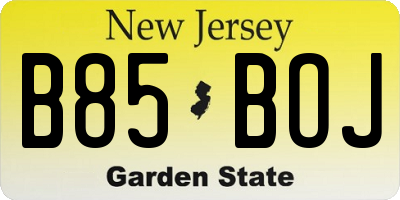 NJ license plate B85BOJ