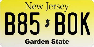 NJ license plate B85BOK