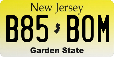 NJ license plate B85BOM