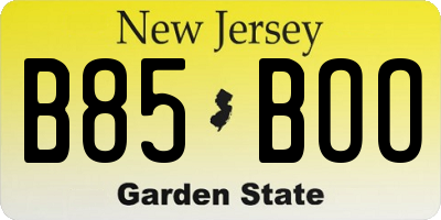 NJ license plate B85BOO