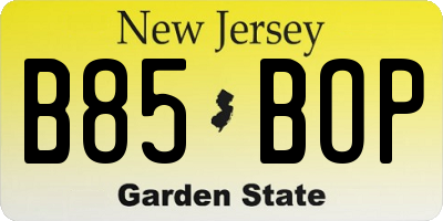 NJ license plate B85BOP