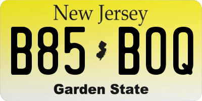 NJ license plate B85BOQ